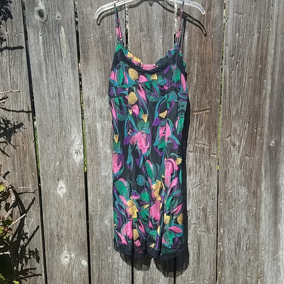 Lux Silk Floral Midi Dress Cami Slip size Medium - Picture 1 of 9